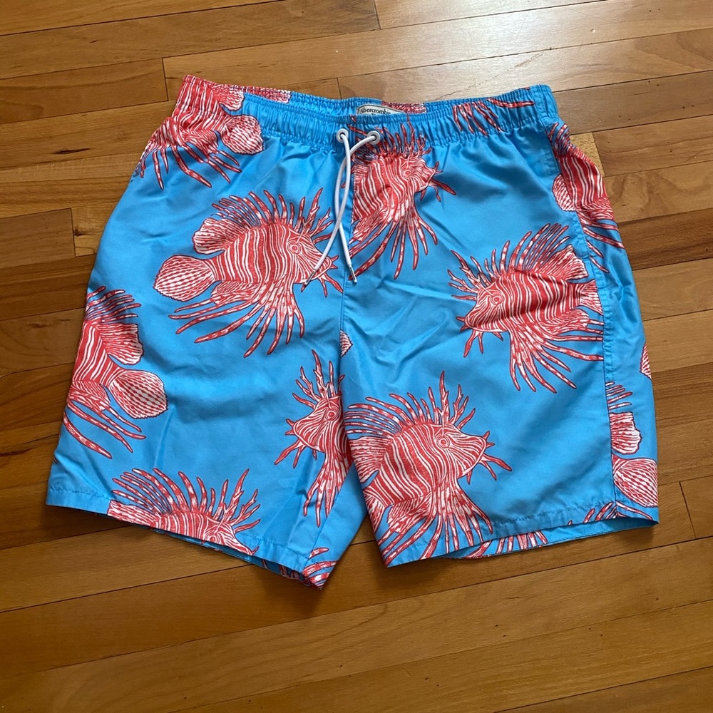 Men’s Abercrombie & Fitch Blue Fish Swim Trunks
